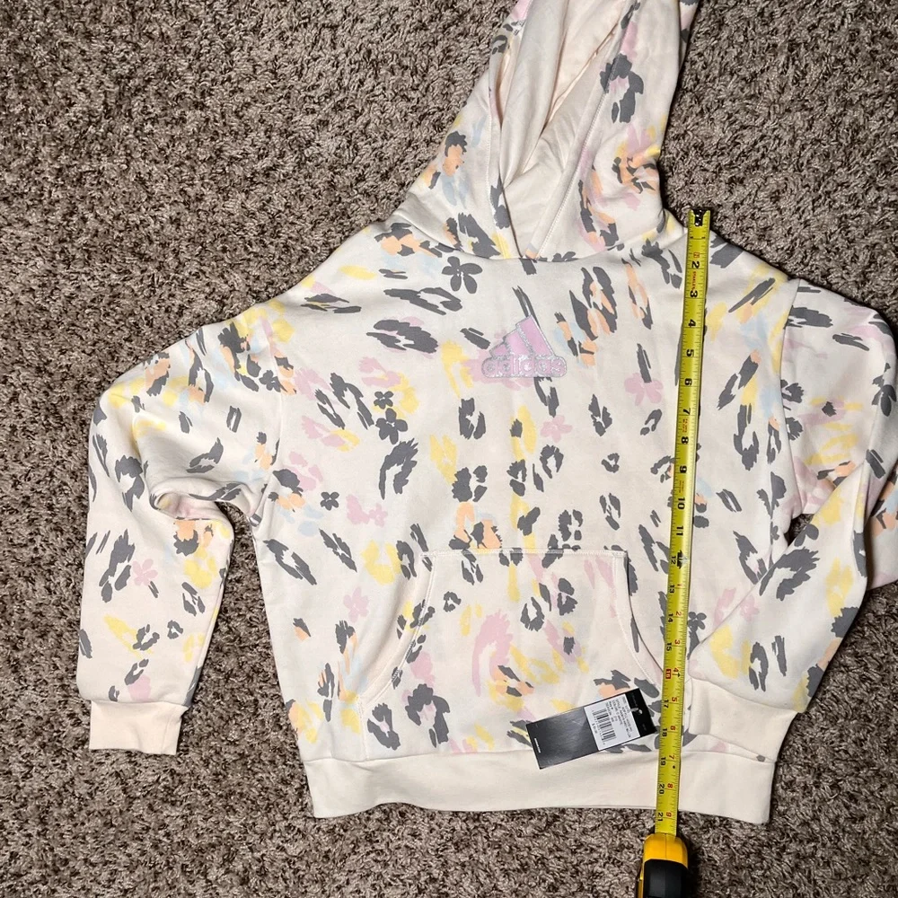 Adidas Girls Leopard Floral Print Hoodie Pastel Pink Yellow‎ Grey Loose Fit NWT